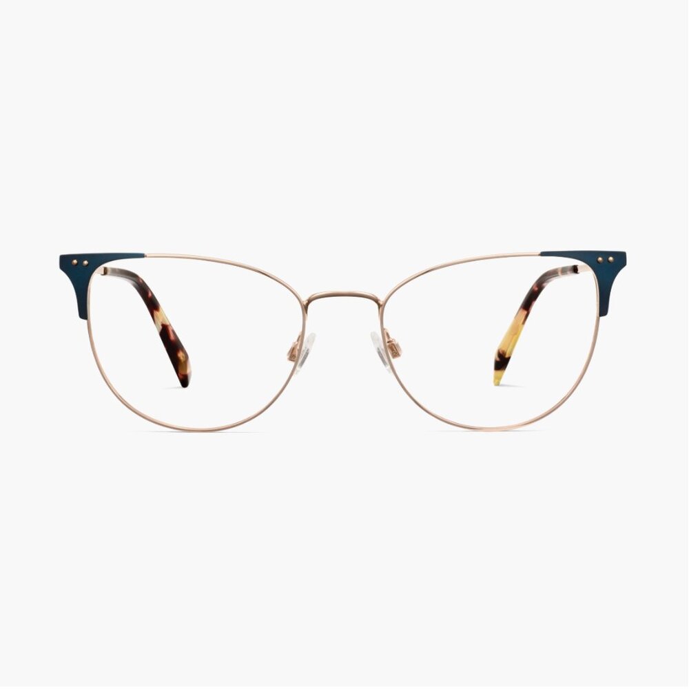 Warby Parker Ava Eyeglasses (Polished Gold with Brushed Navy)